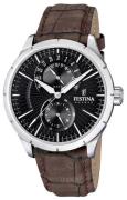 Festina Herreur F16573-4 Dress Sort/Læder Ø46 mm