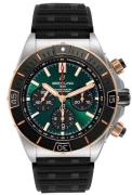 Breitling Herreur UB0136251L1S1 Super Chronomat B01 44 Grøn/Gummi