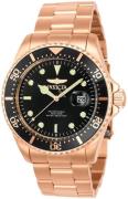 Invicta Herreur 23386 Pro Diver Sort/Rosaguldtonet stål Ø43 mm