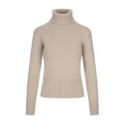 Beige Cashmere Turtleneck Sweater