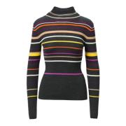 Stribet Print Turtleneck Jumper