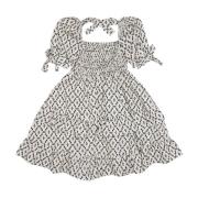 Bomulds kjole med grafisk print