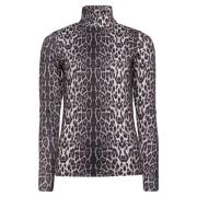 Leopard Print Highneck Bluse