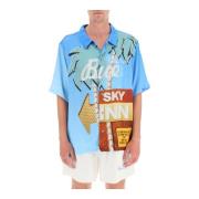Blue sky inn printed satin shirt