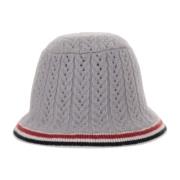 Grå Hat i Uldblanding med Tricolor Mønster
