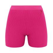 Mørk Pink Ribbet Shorts