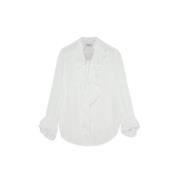 Elegant Slim Hvid Bluse - Størrelse 42