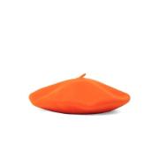 Orange Uldstrik Unisex Beret