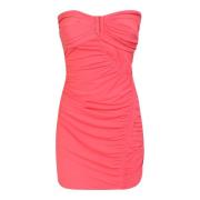 Pink Ruched Strapless Mini Kjole