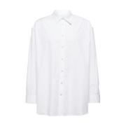 Afslappet hvid bomuldsskjorte