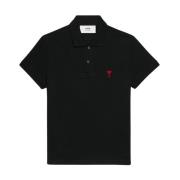 Sort Logo-Broderet Bomuld Polo Shirt