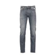 Sorte denim jeans med kontrastsyning