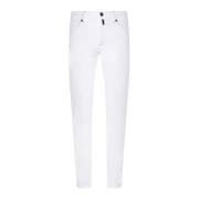 Hvide Slim Fit Fem Lomme Jeans i Kurabo Denim