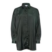 Oversize Satin LS Skjorte, Flaskegrøn