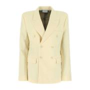 Cream Stretch Wool Oversize Blazerjakke