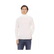 Hvid Stof Turtleneck Sweater