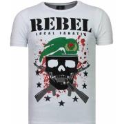 Skull Rebel Rhinestone - Herre T-Shirt - 5776W