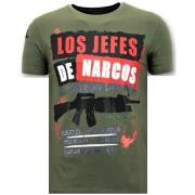 Mænds T-shirt Rhinestone - Los Jefes The Narcos - 11-6372G