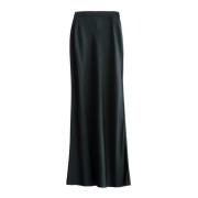 Hana long silk skirt deep forest