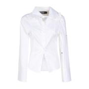 Hvid Stribet Timeglas Skjorte