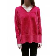 Rød V-Hals Chenille Sweater