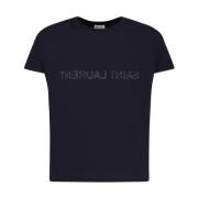Navy Blue Logo Print T-shirt