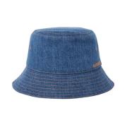 Bomuld Denim Bucket Hat med Logo Broderi