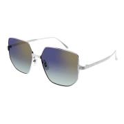 Stilfulde sølv solbriller med violet linser