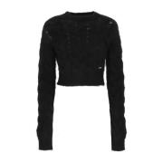 Sort Mohair Kort Sweater