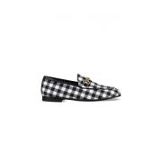 Sort Gingham Stof Loafers