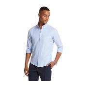 Blå Langærmet Button-Down Oxford Skjorte