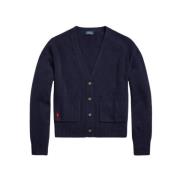 Cashmere Uld Cardigan med Polo Player Broderi