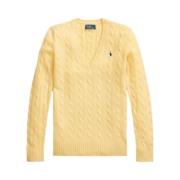 Gul V-hals sweater - Størrelse L
