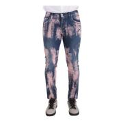 Blå Pink Tie Dye Skinny Denim Jeans