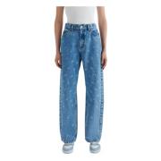 Signature A Laser-Faded Straight-Leg Jeans