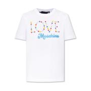 Multifarvet Applikation Bomuld T-shirt