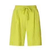 Lime Bermuda Shorts, Elastisk Talje, Afslappet Pasform