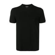 Sort Slim Fit T-shirt med Broderet Logo