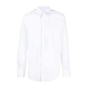 Hvid Slim Fit Skjorte med Spids Krave og Lange Ærmer
