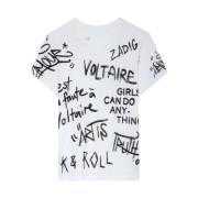 Hvid Bomuld T-Shirt til Kvinder med ZadigVoltaire Manifesto Print