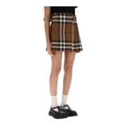Plisseret uld mini nederdel med overdrevet checkmønster