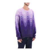 Sweater i gradient børstet mohair uld