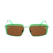 Glamourøse solbriller med grøn front og sølvarme