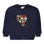 Tiger Print Sweatshirt - Navy Blazer