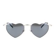 Hjerteformede solbriller med spejlede sølvlinser