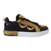 Sort Guld Barok Portofino Læder Sneakers