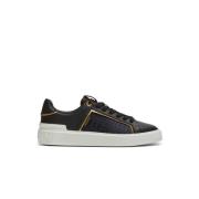 B-Court monogrammed nylon and leather trainers