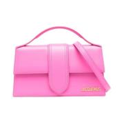 Fluorescerende Pink Læder Crossbody Taske