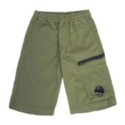 Grønne shorts med elastisk talje og sidelommer