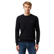 Marineblå Crewneck Sweater med 3D Mikro Punkt Front